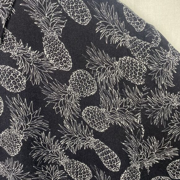 MICHAEL BRANDON Shirt Blue White Pineapple Slim Fit Button Short Sleeve Mens L - Picture 5 of 9